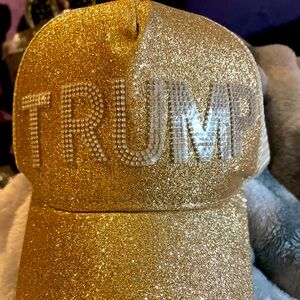 Gold President Donald Trump Glitter Rhinestone Bling Hat / Cap 45th POTUS MAGA